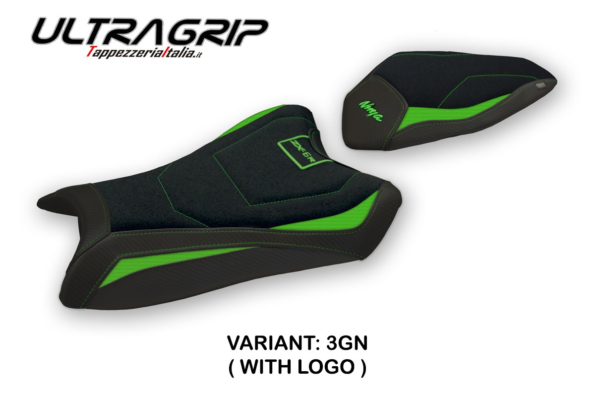 Rivestimento sella TPZ Tomar Ultragrip Logo verde Kawasaki ZX6R Ninja 2019-2025