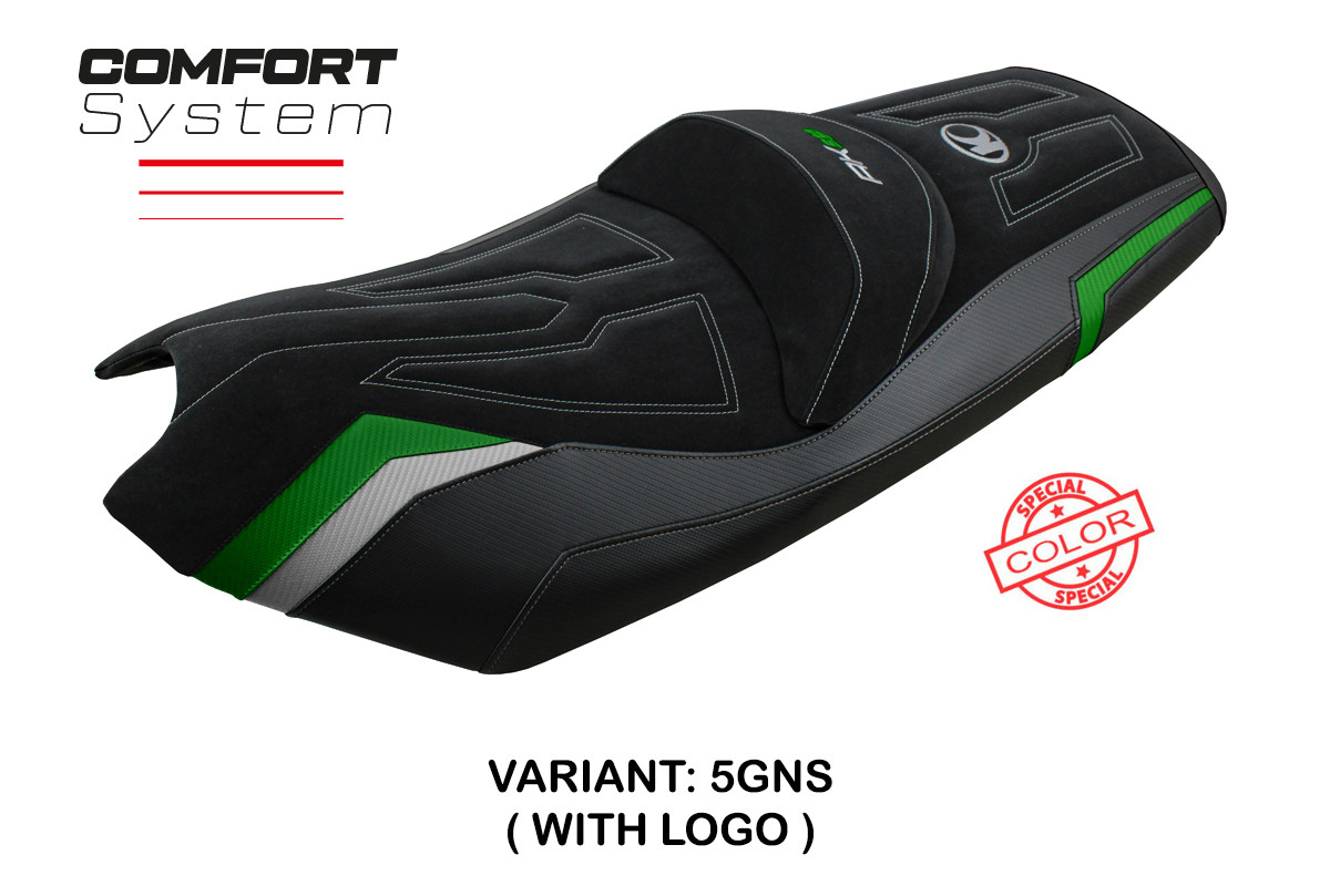 Rivestimento sella TPZ Rajka Comfort Logo Verde-Argento Kymco AK550 2017-2024