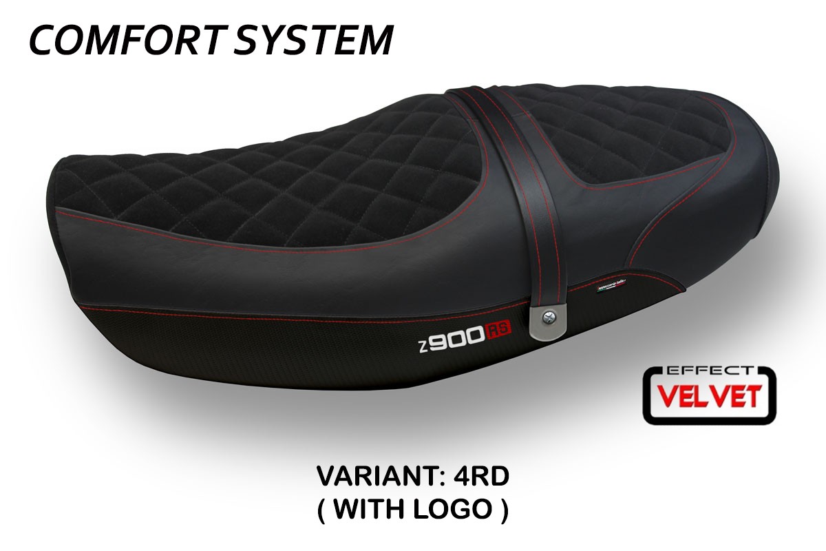 Rivestimento sella TPZ Natal Total Black Velvet Comfort Logo rosso Kawasaki Z900RS 2018-2025