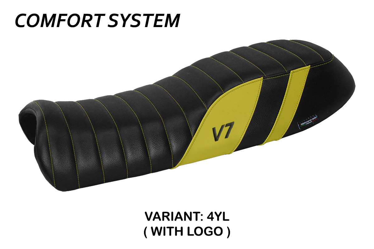 Rivestimento sella TPZ Davis Comfort Logo giallo Moto Guzzi V7 2011-2020