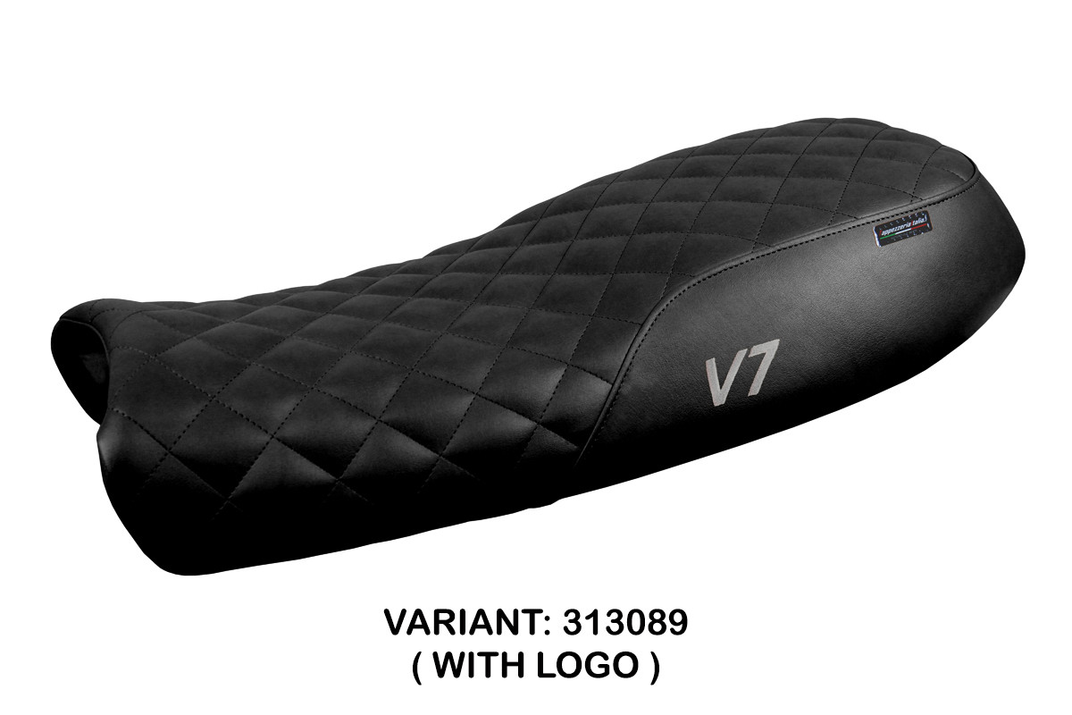 Rivestimento sella TPZ Davis Vintage Logo nero Moto Guzzi V7 2011-2020