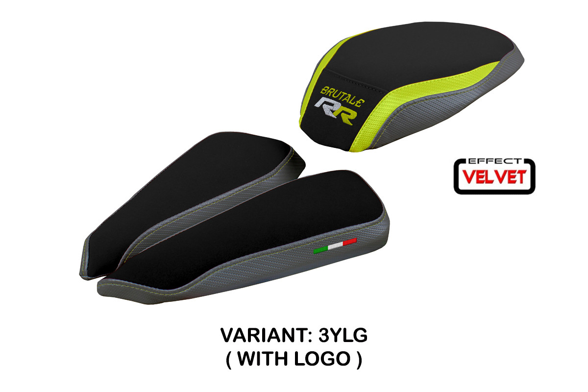 Rivestimento sella TPZ Meilan Velvet Logo giallo-grigio Mv Agusta Brutale 1000RR 2020-2025