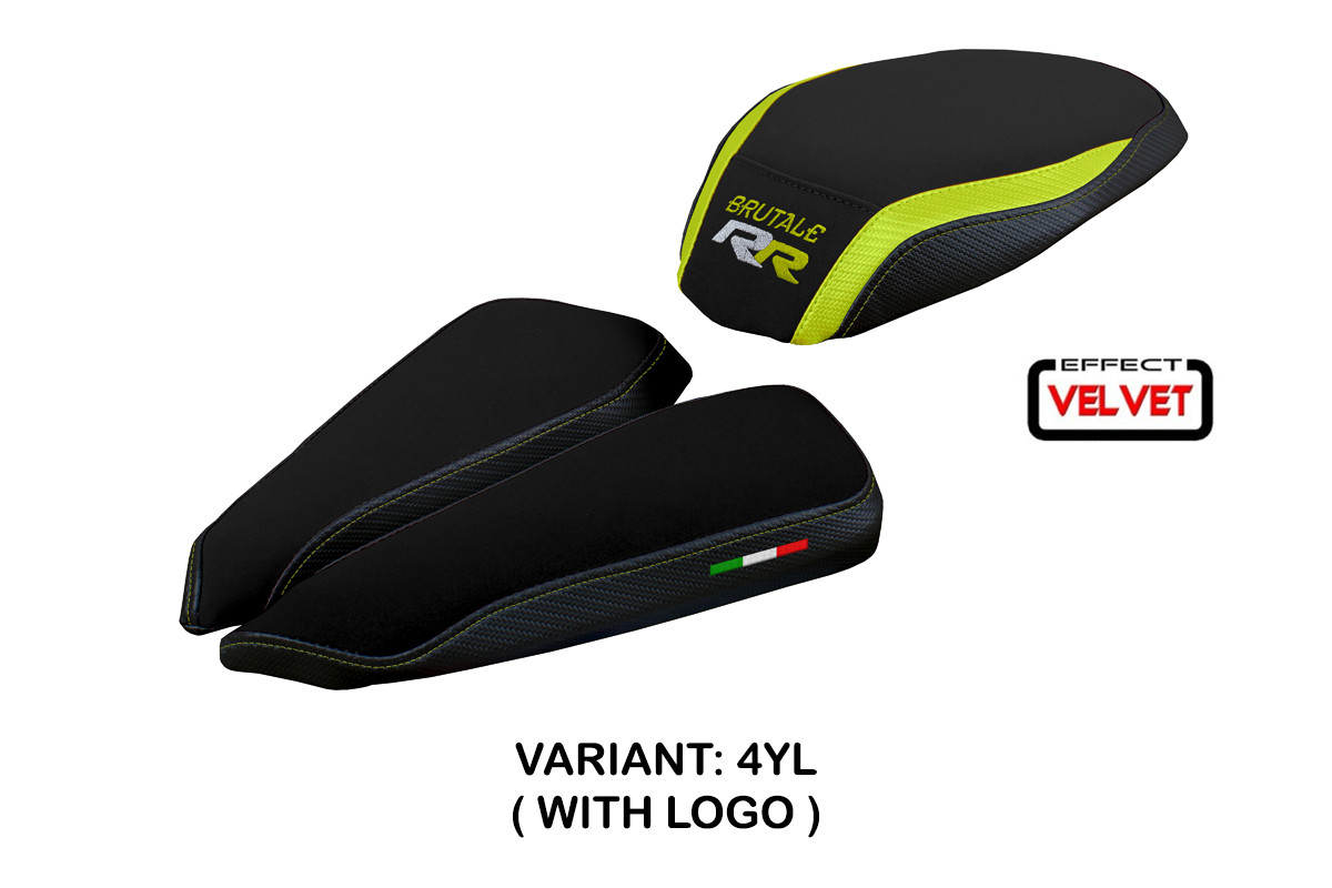 Rivestimento sella TPZ Meilan Velvet Logo giallo Mv Agusta Brutale 1000RR 2020-2025