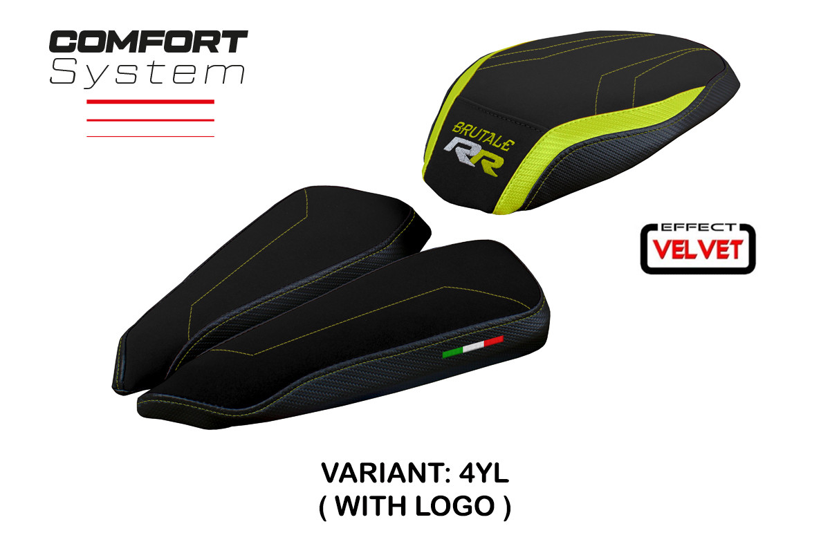 Rivestimento sella TPZ Meilan Velvet Comfort Logo giallo Mv Agusta Brutale 1000RR 2020-2025