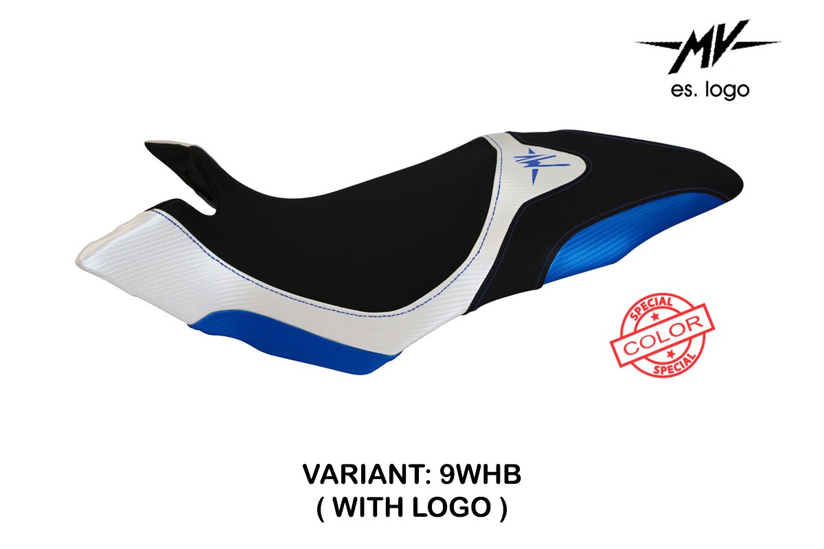 TPZ Aosta Special white-blue Saddle covering Logo Mv Agusta Dragster 800 2014-2018