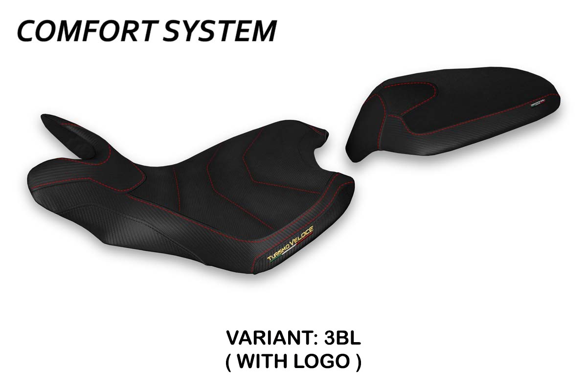 Rivestimento sella TPZ Lindt Comfort Logo nero Mv Agusta Turismo Veloce 2021-2025