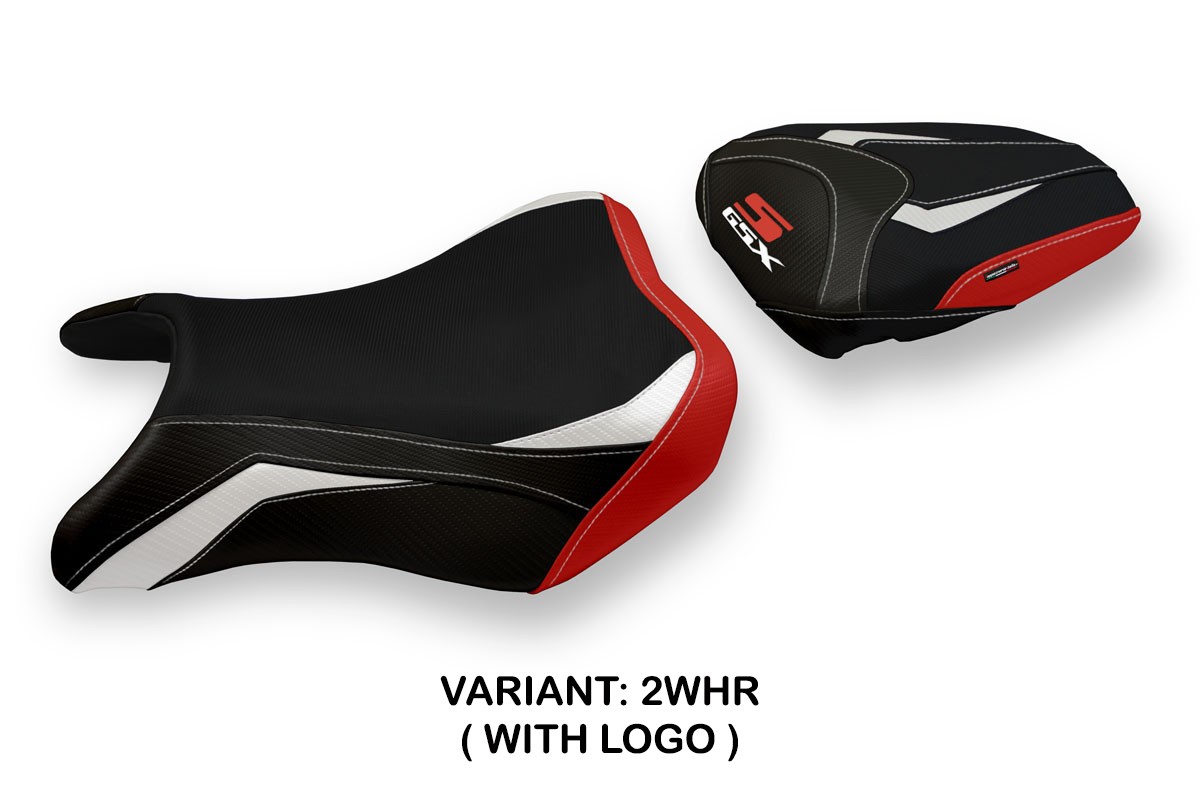 Rivestimento sella TPZ Derby Logo Special bianco-rosso Suzuki GSXS750 2017-2021