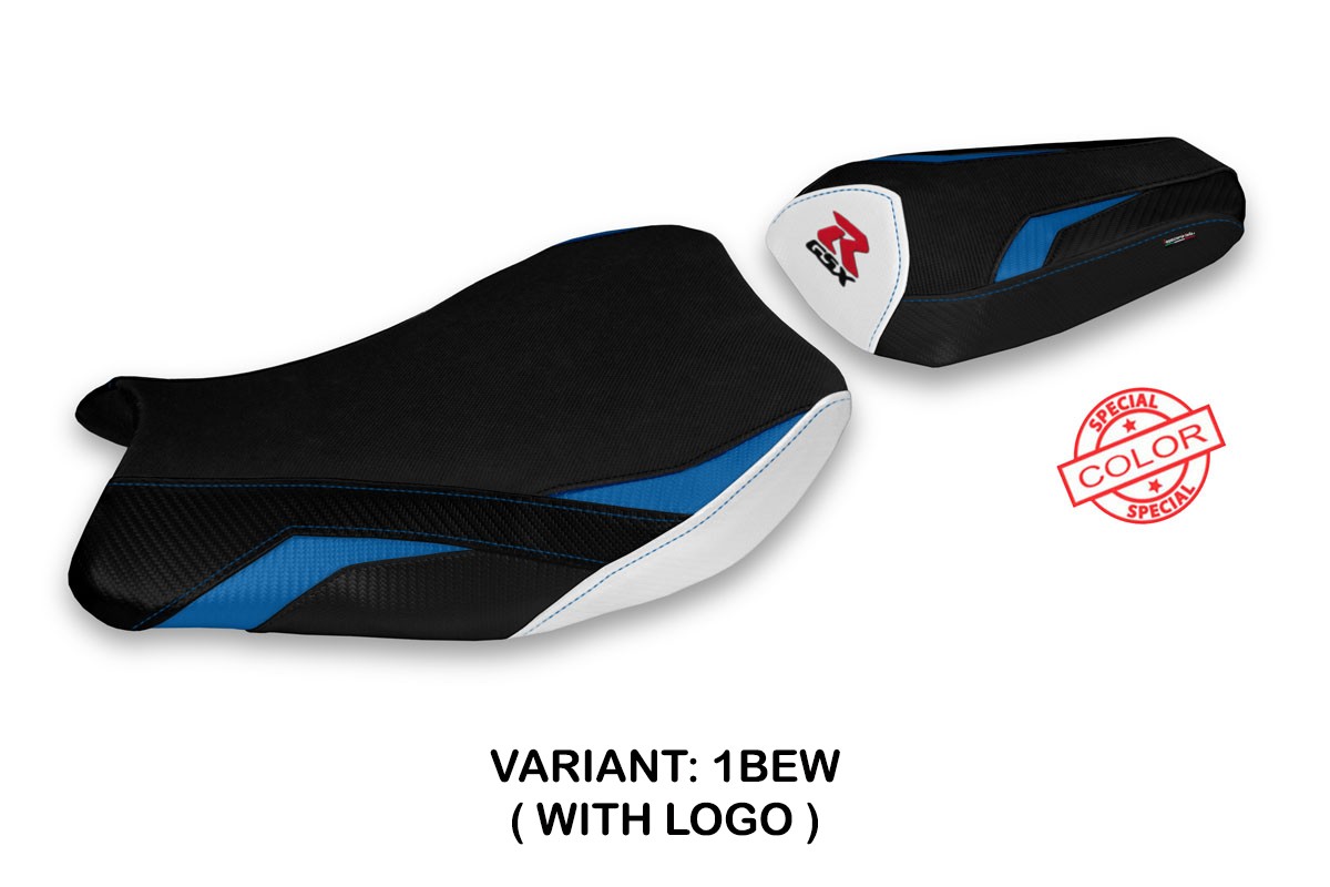 Rivestimento sella TPZ Elmas Logo Special blu-bianco Suzuki GSXR1000 2017-2023