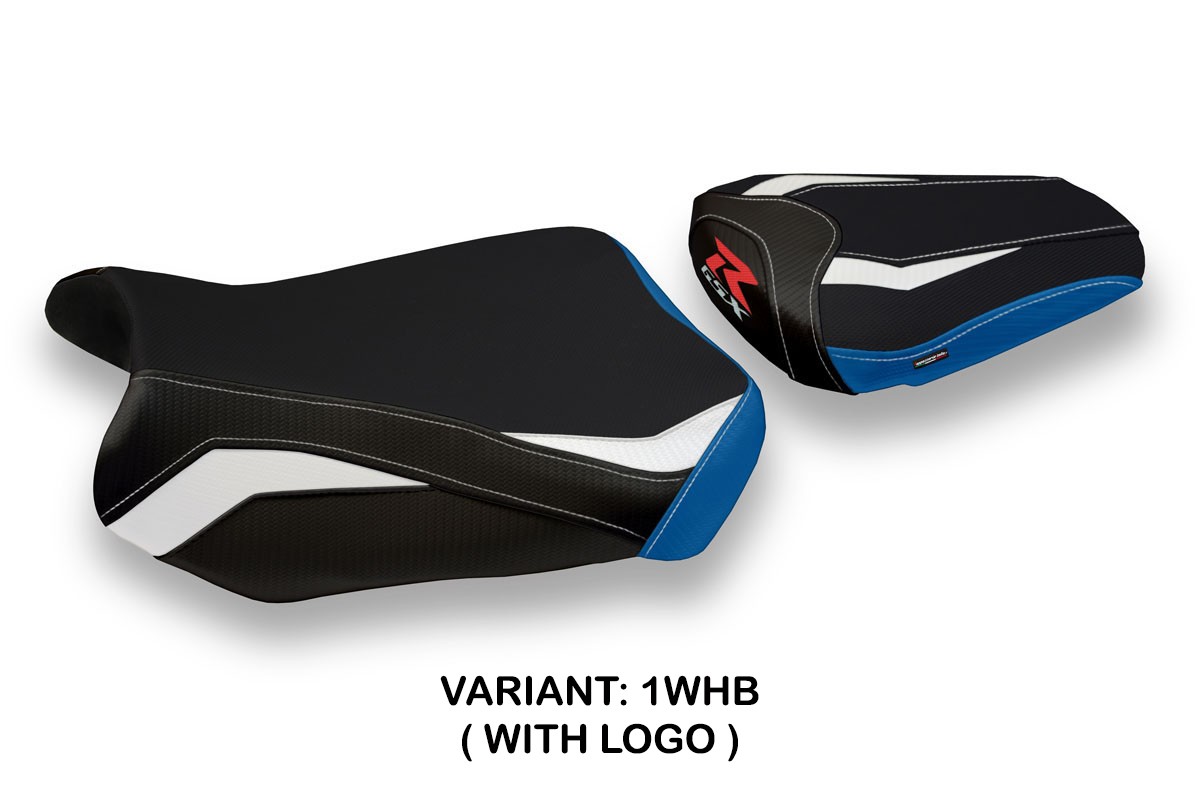Rivestimento sella TPZ Manila Logo Special bianco-blu Suzuki GSXR600/750 2011-2023