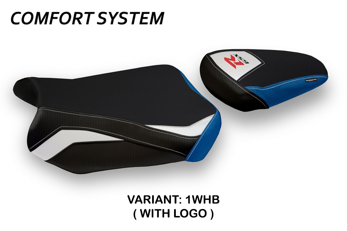 Rivestimento sella TPZ Teheran Comfort Logo Special bianco-blu Suzuki GSXR600/750 2011-2023