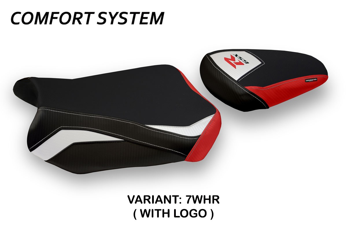 Rivestimento sella TPZ Teheran Comfort Logo Special bianco-rosso Suzuki GSXR600/750 2011-2023