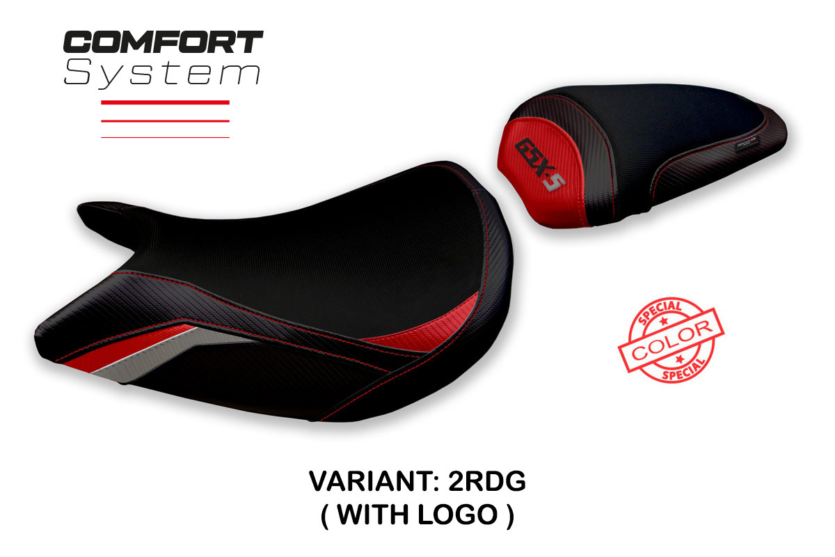Rivestimento sella TPZ Lindi Comfort Logo Special rosso-grigio Suzuki GSXS1000 2021-2025