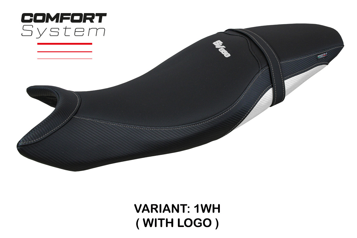 Rivestimento sella TPZ Shibuya Comfort Logo bianco Suzuki SV650 2016-2025