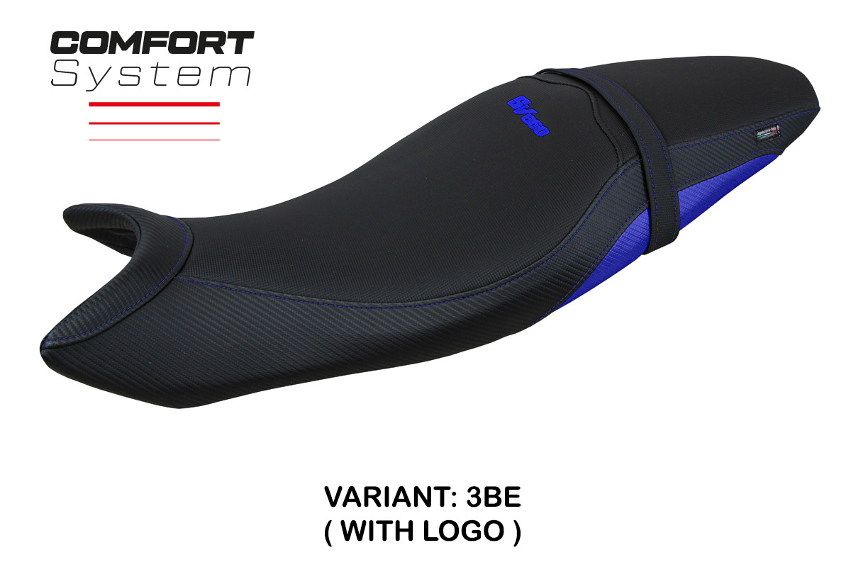 Rivestimento sella TPZ Shibuya Comfort Logo blu Suzuki SV650 2016-2025