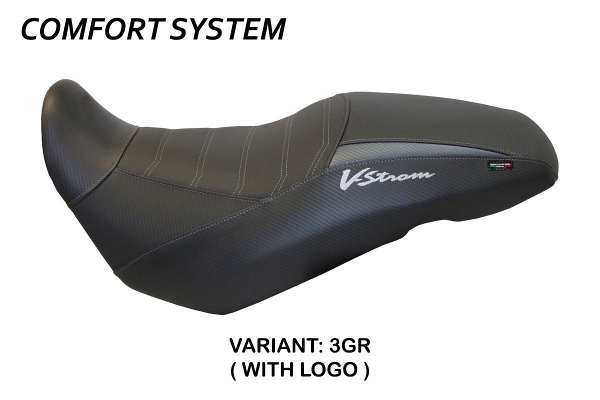 TPZ Georgia Comfort grey Saddle covering Logo Suzuki Vstrom 650 2017-2024