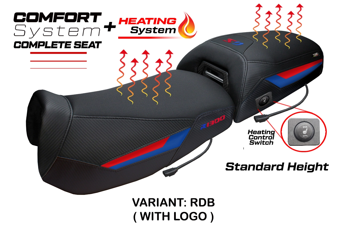 TPZ Aelen Heated Comfort Red-Blue Saddle Logo BMW R1300GS Adventure 2024-2026