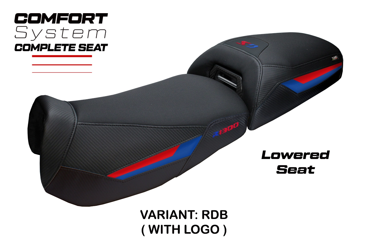 TPZ Aalen Low Comfort Red-Blue Saddle Logo BMW R1300GS Adventure 2024-2026