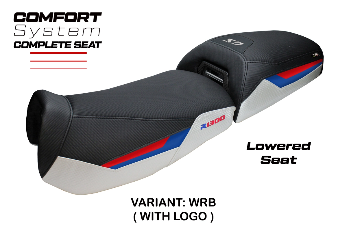 TPZ Aalen Low Comfort White-Red-Blue Saddle Logo BMW R1300GS Adventure 2024-2026