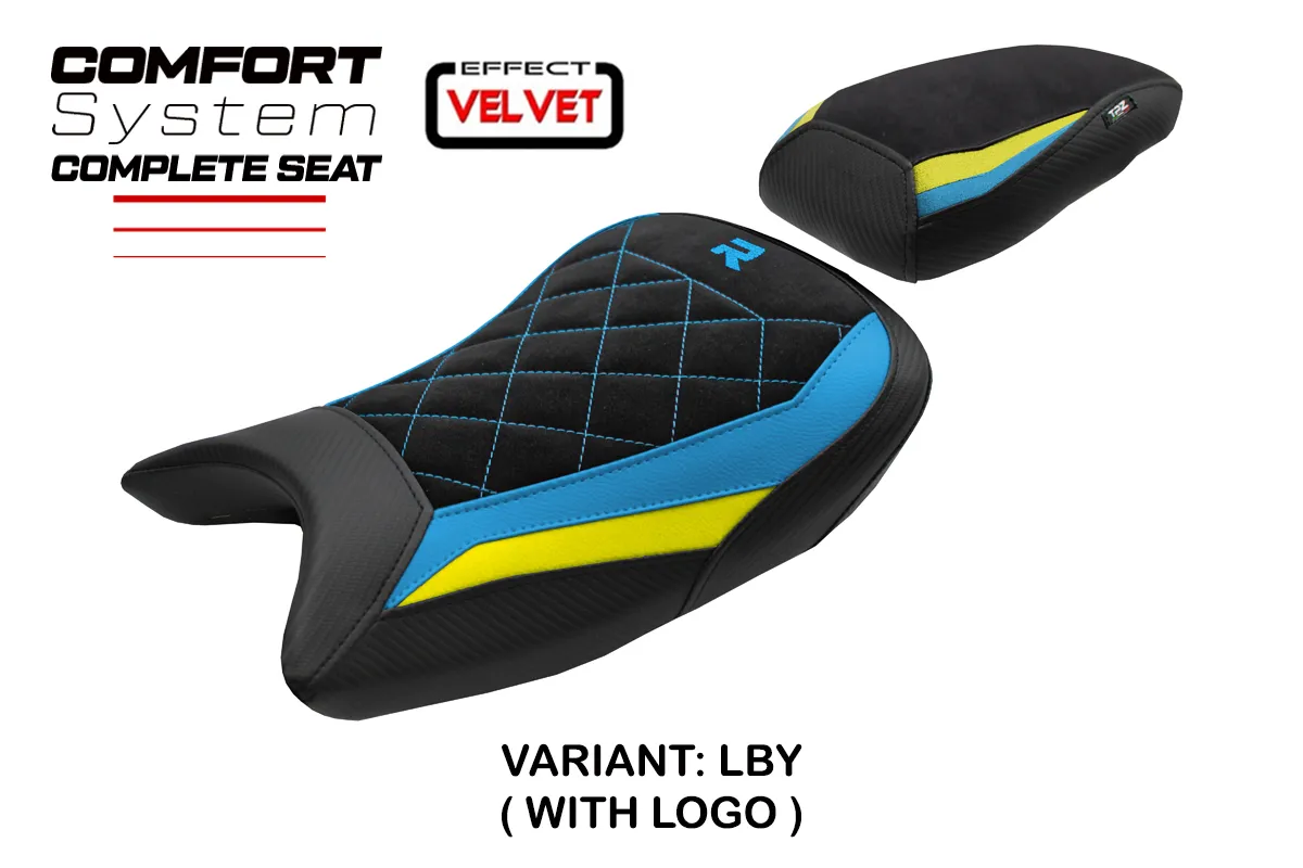 TPZ Saddle BMW S1000R 2021-2026 Bexley Velvet Comfort Yellow-Blue Logo
