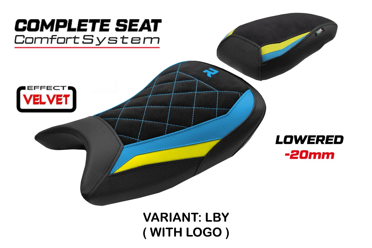 TPZ Bexley Low Velvet Comfort Yellow-Blue Saddle Logo BMW S1000R 2021-2026