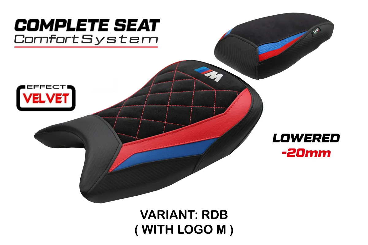 TPZ Bexley Low Velvet Comfort Red-Blue Saddle M-Logo BMW S1000R 2021-2026