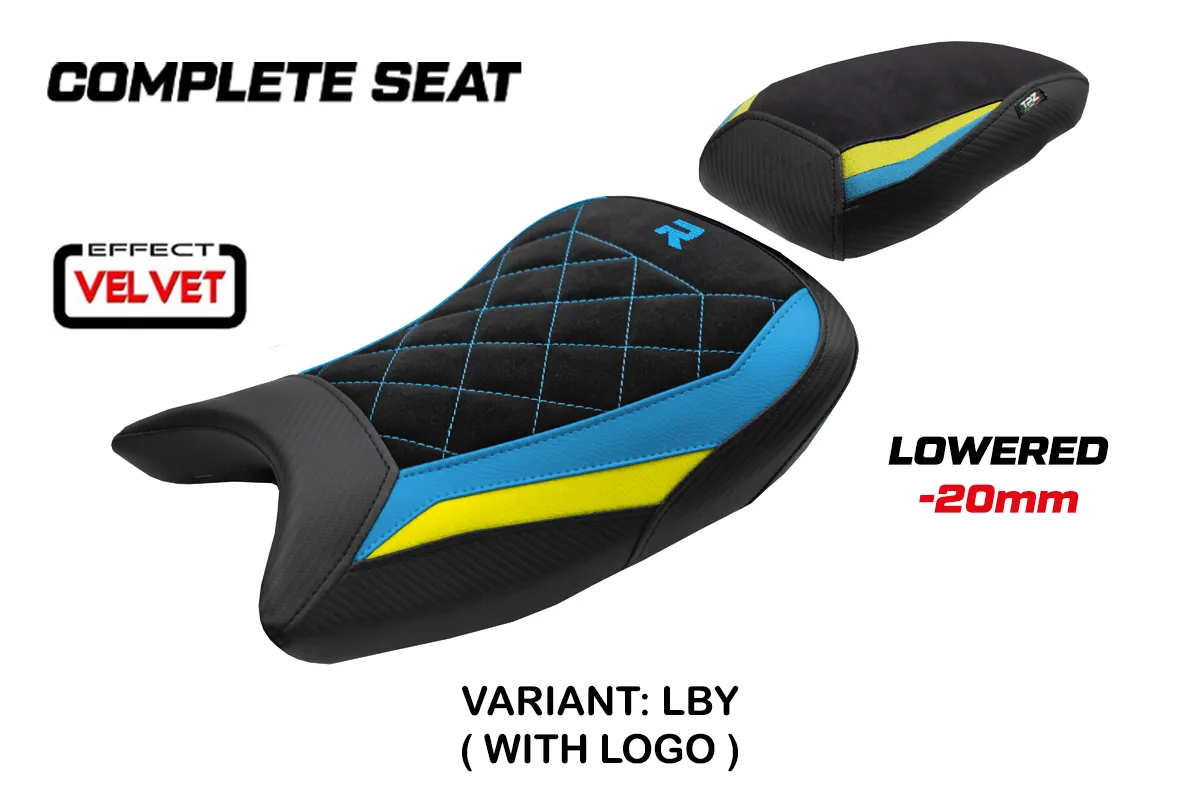 TPZ Bexley Low Velvet Yellow-Blue Saddle Logo BMW S1000R 2021-2026