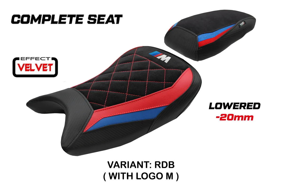 TPZ Bexley Low Velvet Red-Blue Saddle M-Logo BMW S1000R 2021-2026