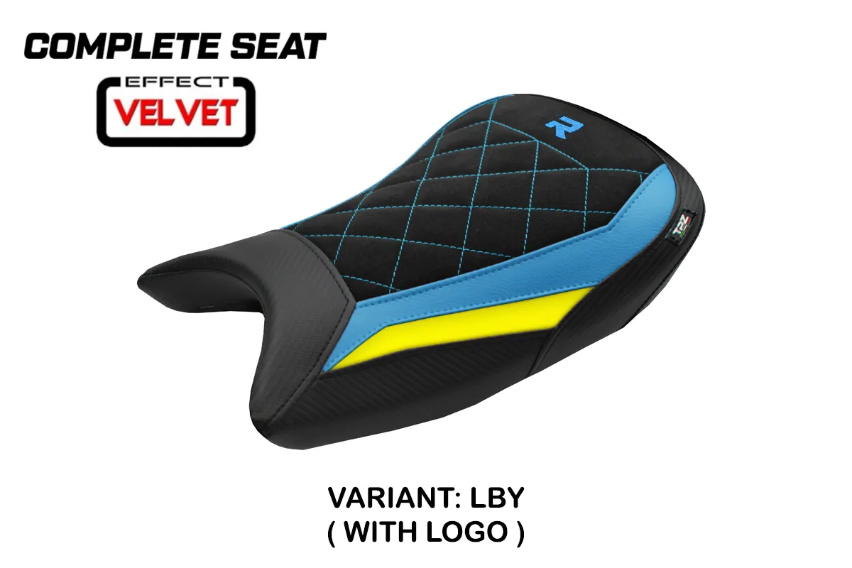 TPZ Bexley Velvet Yellow-Blue Saddle Logo BMW S1000R 2021-2026