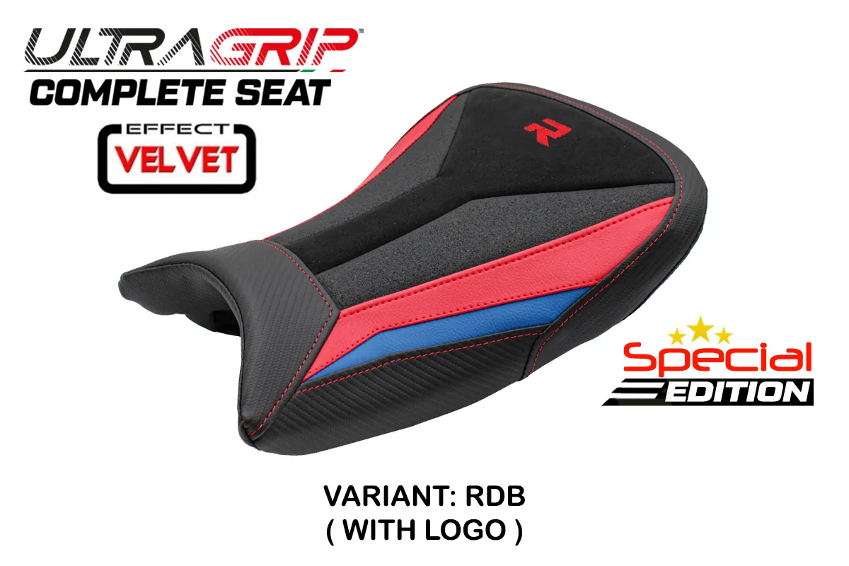 TPZ Bexley Ultragrip Velvet Special Edition Saddle Red-Blue Saddle Logo BMW S1000R 2021-2026
