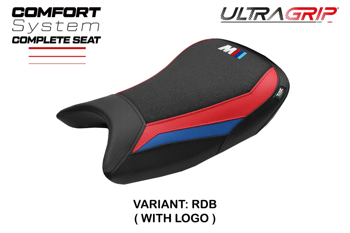 TPZ Bexley Ultragrip Comfort Red-Blue Saddle M-Logo BMW S1000R 2021-2026