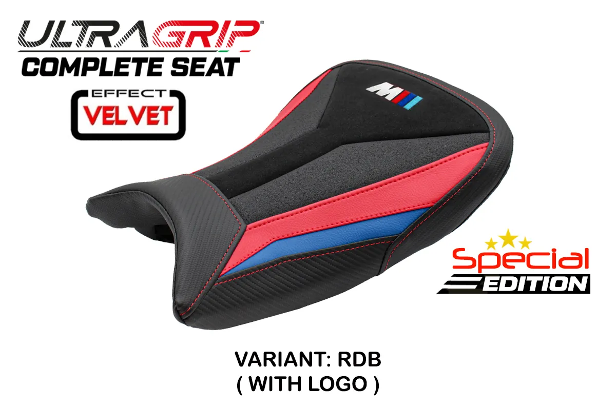 TPZ Varel Ultragrip Velvet Special Edition Red-Blue Saddle M-Logo BMW S1000RR 2019-2026