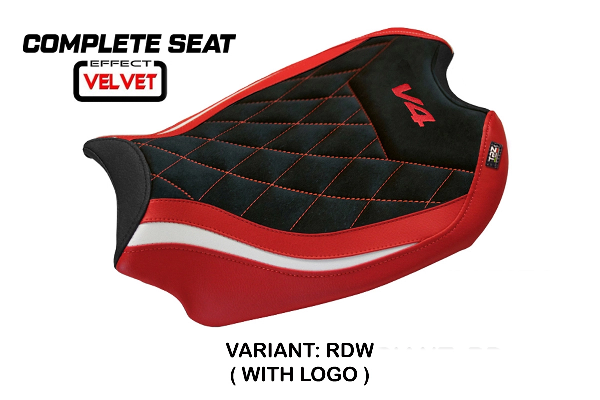 TPZ Gorizia Red-White Saddle Logo Ducati Panigale V4 2018-2024