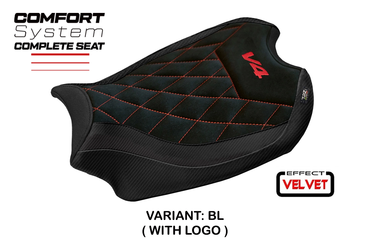 TPZ Gorizia Comfort Black Saddle Logo Ducati Panigale V4 2018-2024