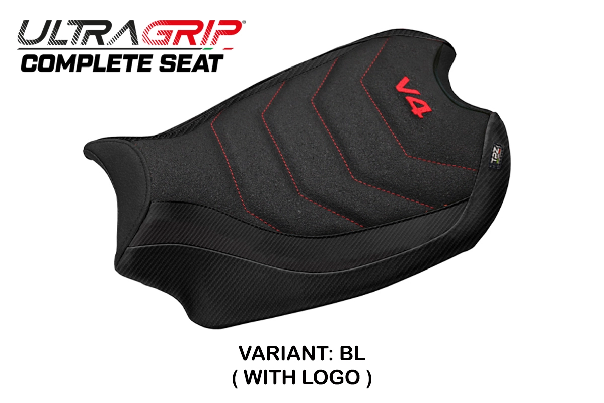TPZ Gorizia Ultragrip Black Saddle Logo Ducati Panigale V4 2018-2024