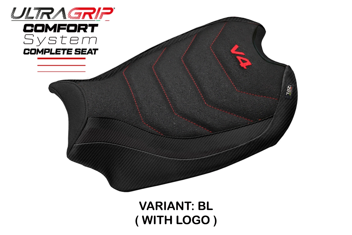 TPZ Gorizia Ultragrip Comfort Black Saddle Logo Ducati Panigale V4 2018-2024