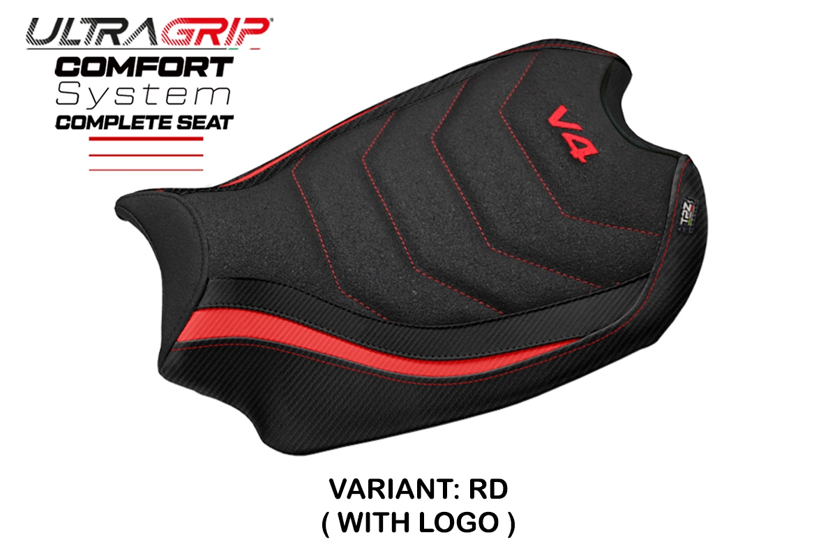 TPZ Gorizia Ultragrip Comfort Red Saddle Logo Ducati Panigale V4 2018-2024