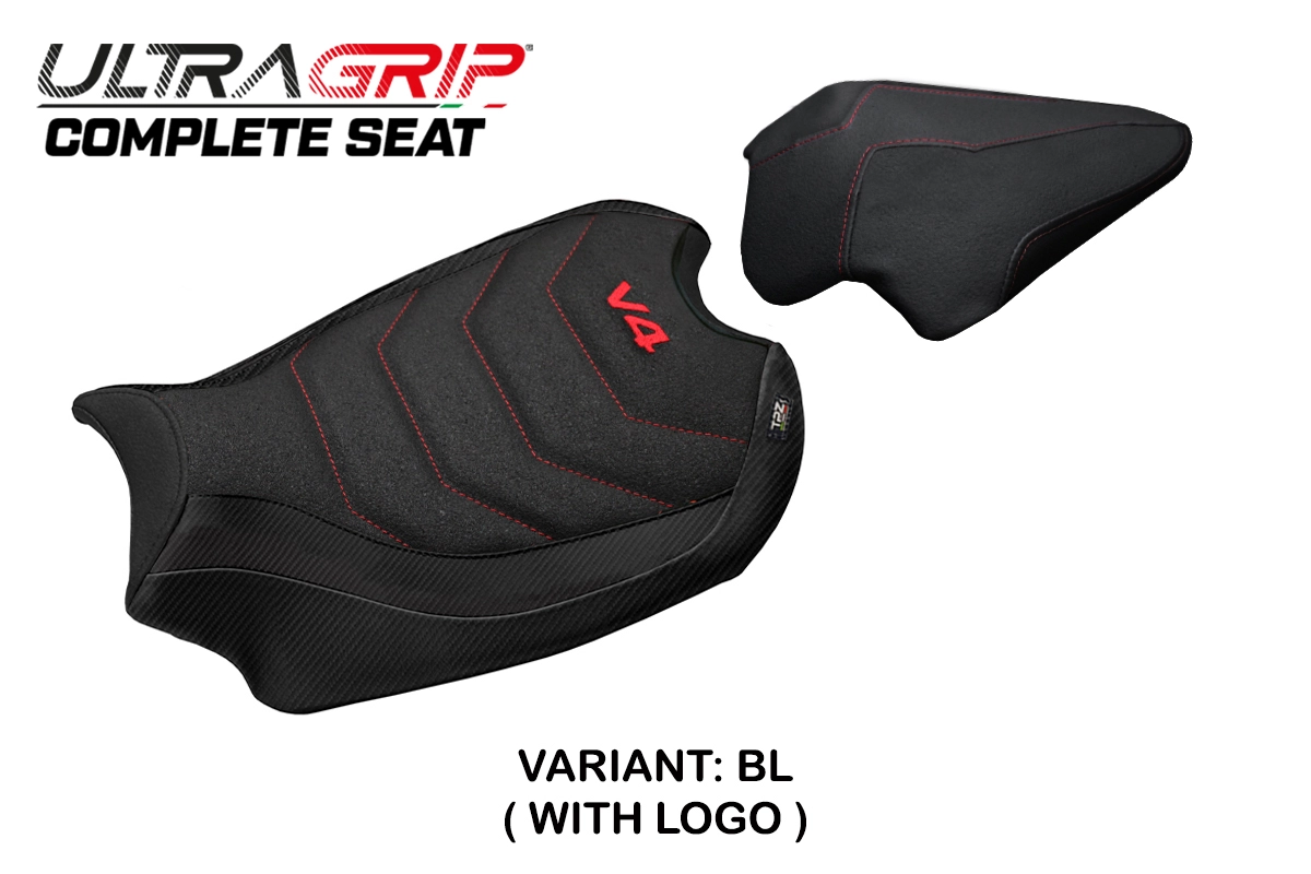 Sella TPZ Ducati Panigale V4 2018-2024 Gorizia Ultragrip Seat Nero Logo
