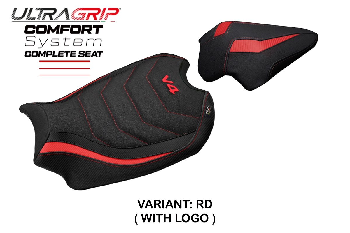 Sella TPZ Gorizia Ultragrip Comfort Rosso Logo Ducati Panigale V4 2018-2024