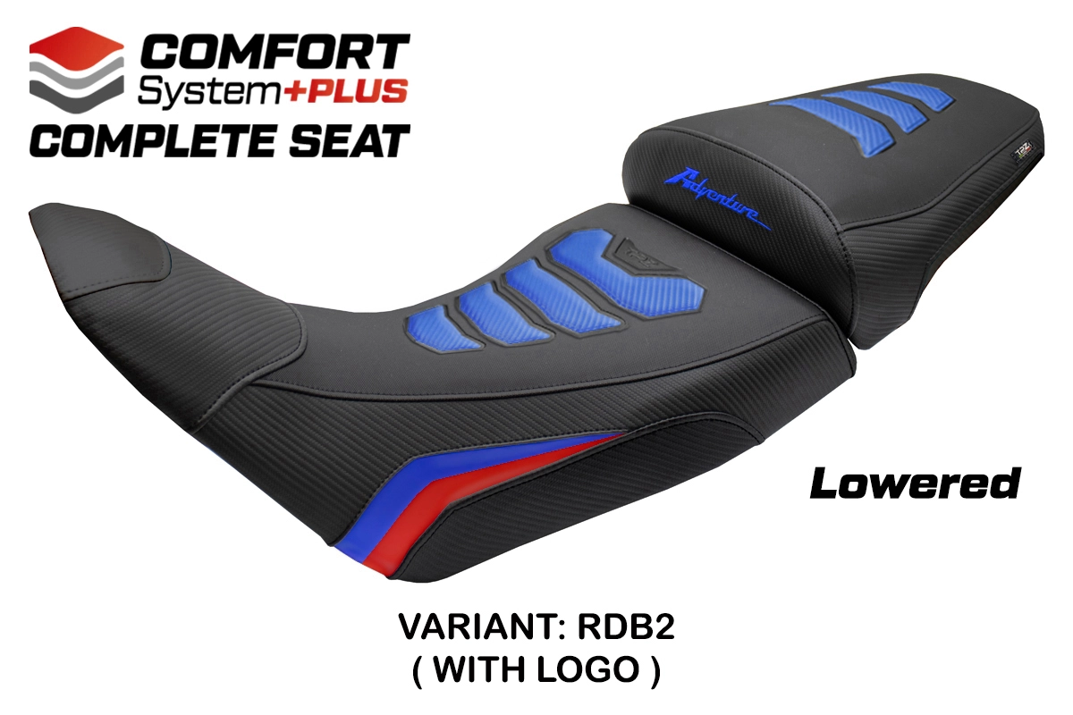 TPZ Asmara Low Comfort Plus Red-Blue Saddle Logo Honda Africa Twin 1100/ADVS 2020-2026