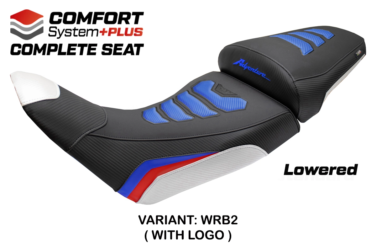 TPZ Asmara Low Comfort Plus White-Red-Blue Saddle Logo Honda Africa Twin 1100/ADVS 2020-2026