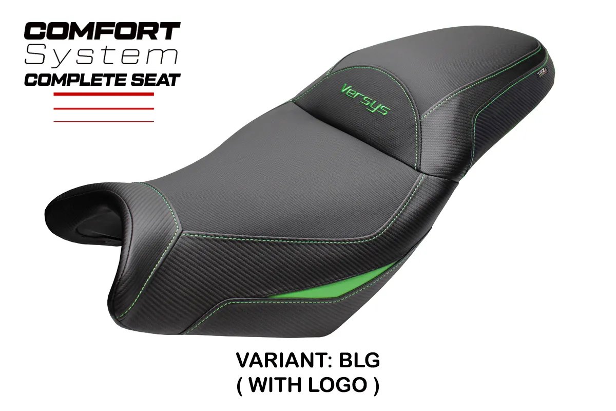 TPZ Gojo Comfort Black-Verde Saddle Logo Kawasaki Versys 650 2007-2026