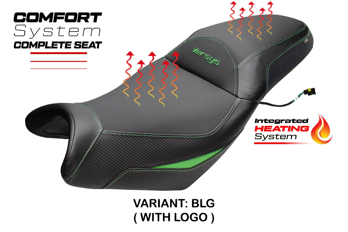 Sella Riscaldata TPZ Gojo Comfort Nero-Verde Logo Kawasaki Versys 650 2007-2026