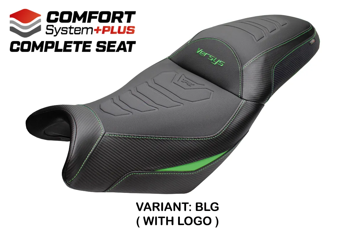 TPZ Gojo Comfort Plus Black-Verde Saddle Logo Kawasaki Versys 650 2007-2026