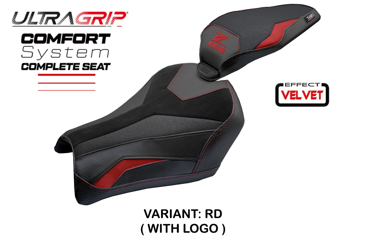 Sella TPZ Kimiko Ultragrip Velvet Comfort Rosso Logo Kawasaki Z900 2025-2026