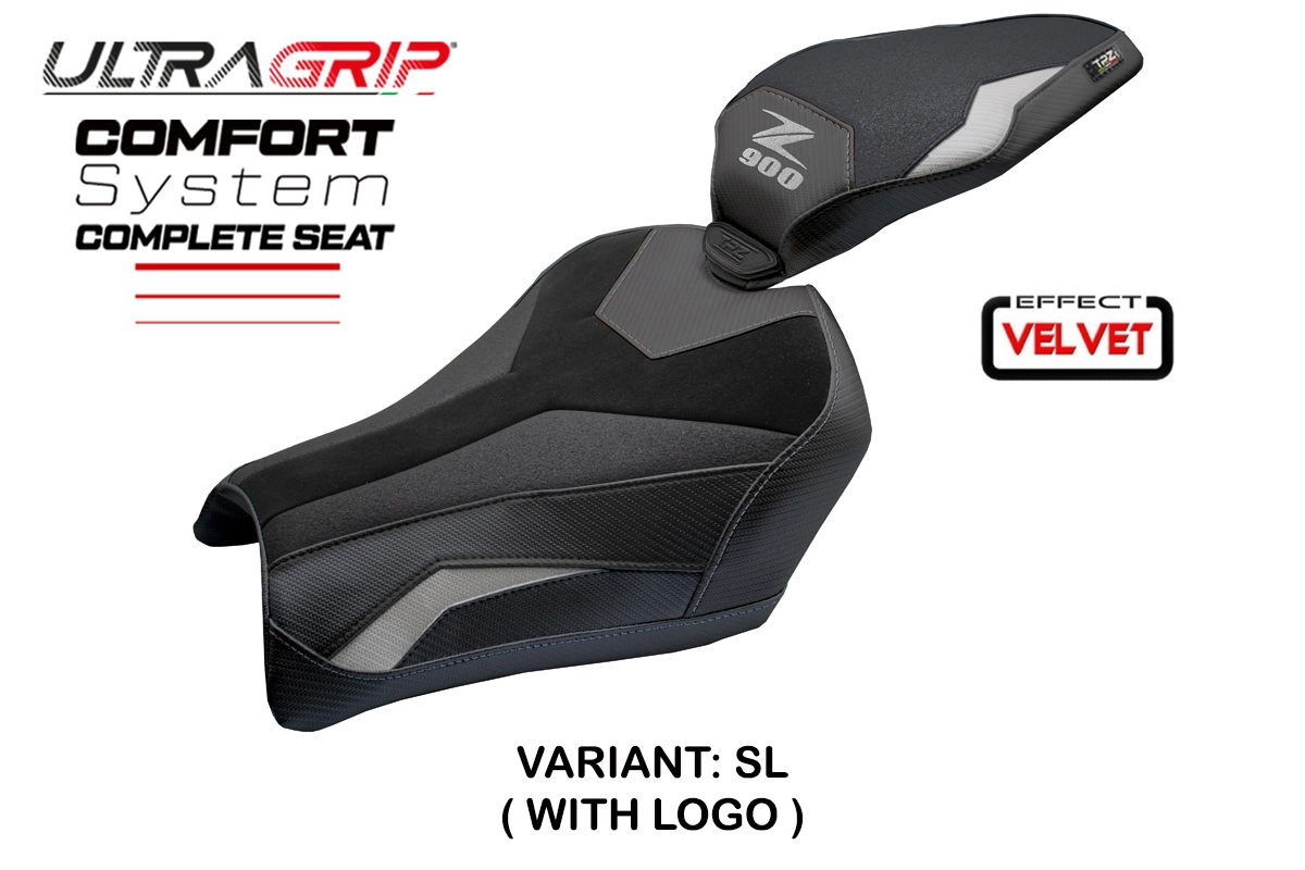 Sella TPZ Kimiko Ultragrip Velvet Comfort Argento Logo Kawasaki Z900 2025-2026
