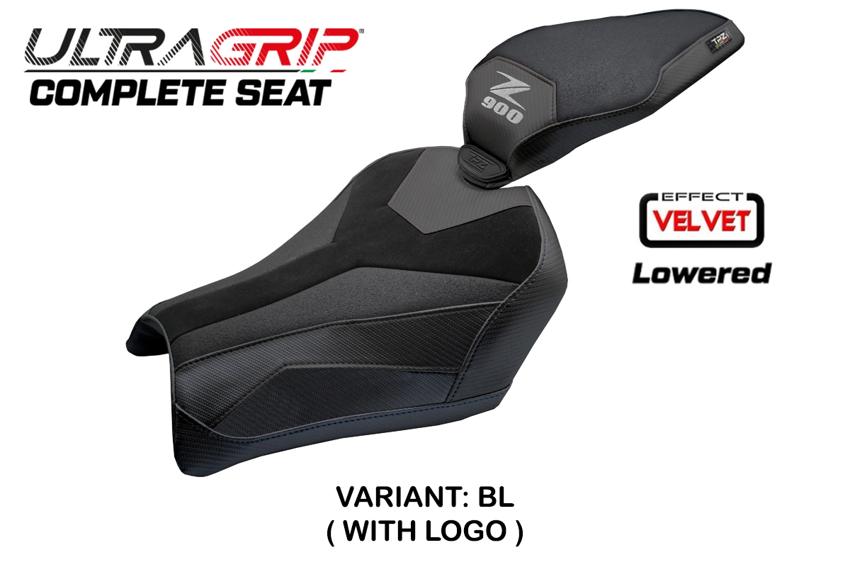 TPZ Kimiko Low Ultragrip Velvet Black Saddle Logo Kawasaki Z900 2025-2026