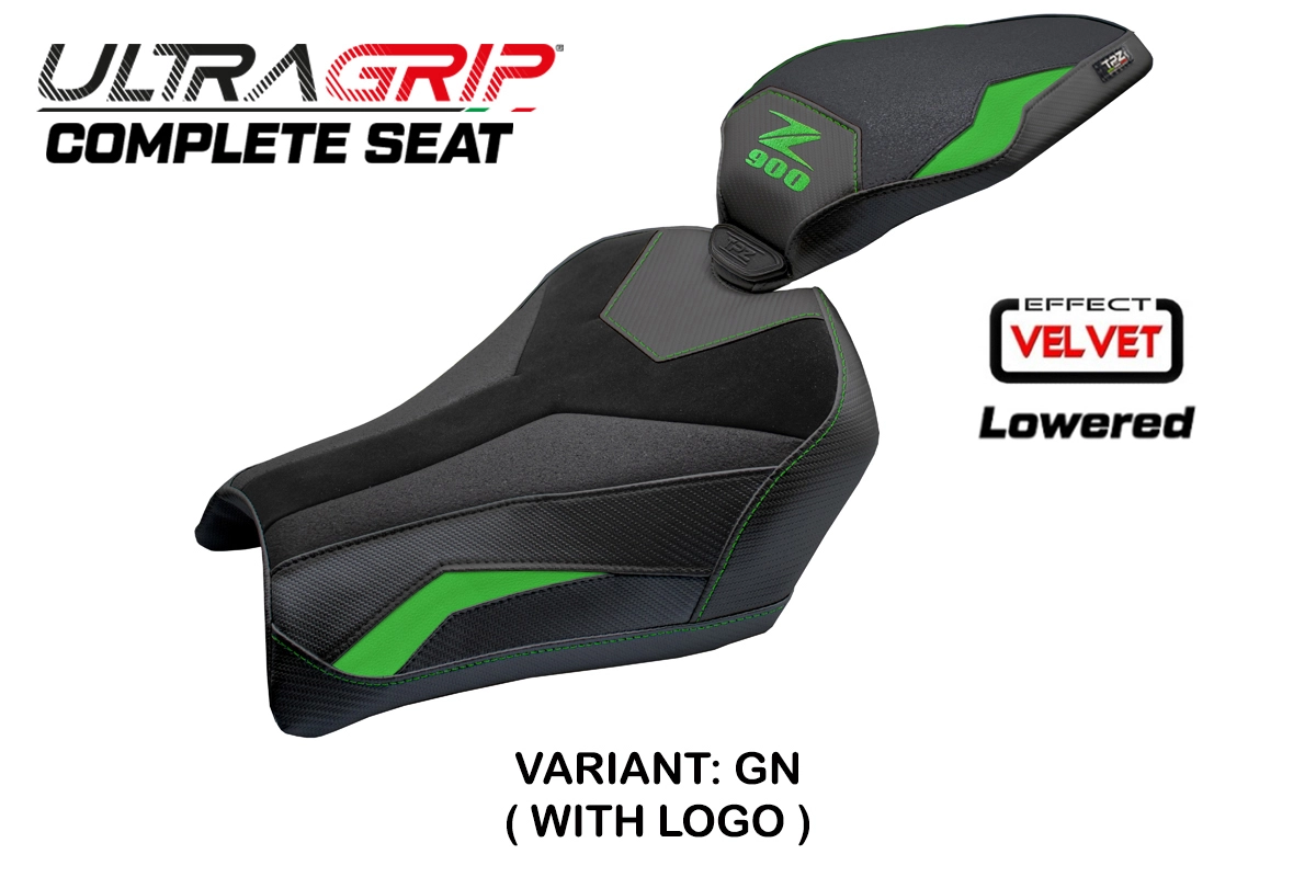 Sella Ribassata TPZ Kimiko Ultragrip Velvet Verde Logo Kawasaki Z900 2025-2026