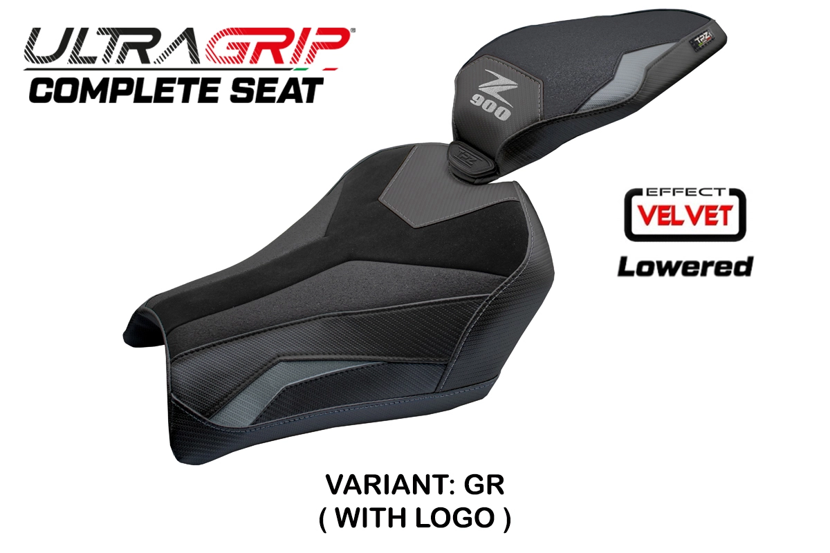 Sella Ribassata TPZ Kimiko Ultragrip Velvet Grigio Logo Kawasaki Z900 2025-2026