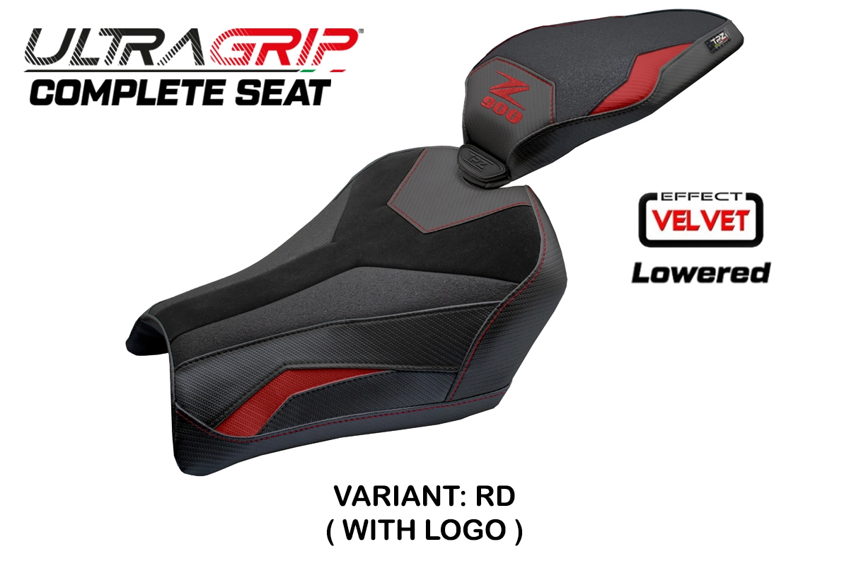 Sella Ribassata TPZ Kimiko Ultragrip Velvet Rosso Logo Kawasaki Z900 2025-2026