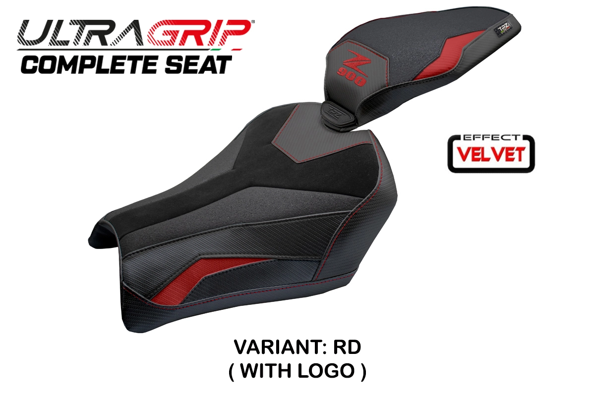 TPZ Kimiko Ultragrip Velvet Red Saddle Logo Kawasaki Z900 2025-2026